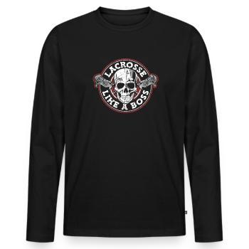 La crosse comme un patron Polo Crosse Intercrosse - T-shirt manches longues Premium bio Homme - noir - Devant - Nico (187cm)