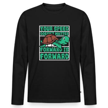 La vitesse n’a pas d’importance vers l’avant est vers l’avant - T-shirt manches longues Premium bio Homme - noir - Devant - Nico (187cm)