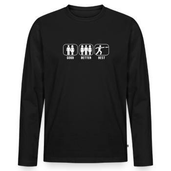 Good Better Best Disc Golf Basket Disc Disc - Men's Premium Organic Long Sleeve Shirt - black - Front - Nico (187cm)
