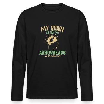 My Brain is 95% Arrowheads Arrowhead Hunter - Männer Premium Bio Langarmshirt - Schwarz - Vorne - Nico (187cm)