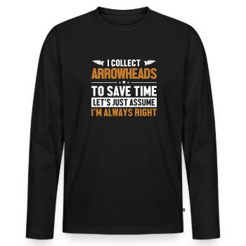 Arrowheads Let's Assume I'm Right Hunting Tips - Men's Premium Organic Long Sleeve Shirt - black - Front - Nico (187cm)