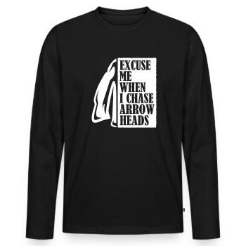 Excuse Me When I Chase Arrowheads Hunting Tips - Men's Premium Organic Long Sleeve Shirt - black - Front - Nico (187cm)