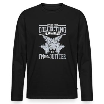 I'm Not A Quitter Jagdspitzen Arrowhead Hunter - Männer Premium Bio Langarmshirt - Schwarz - Vorne - Nico (187cm)