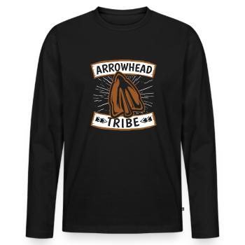 Arrowhead Tribe Jagdspitzen Arrowhead Hunter - Männer Premium Bio Langarmshirt - Schwarz - Vorne - Nico (187cm)