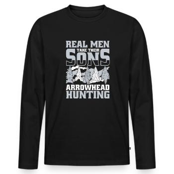 Real Men Take Their Sons Arrowhead Collecting - Men's Premium Organic Long Sleeve Shirt - black - Front - Nico (187cm)
