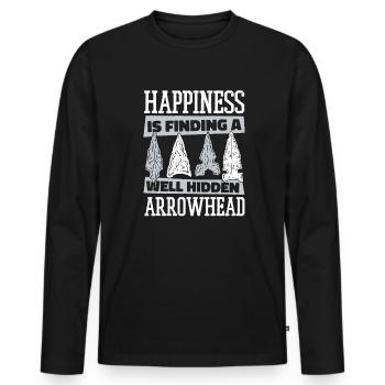Happiness Is Finding A Hidden Arrowhead - Men's Premium Organic Long Sleeve Shirt - black - Front - Nico (187cm)