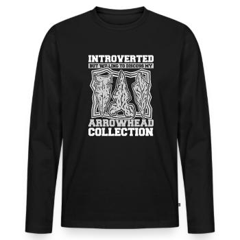 Introverti mais prêt à discuter des pointes de flèches - T-shirt manches longues Premium bio Homme - noir - Devant - Nico (187cm)