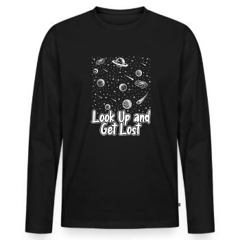 Look Up And Get Lost Astronomy Photographer Cosmologist - Men's Premium Organic Long Sleeve Shirt - black - Front - Nico (187cm)