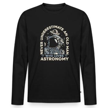 Never Underestimate An Old Man Who Loves - Männer Premium Bio Langarmshirt - Schwarz - Vorne - Nico (187cm)