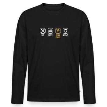 Eat Sleep Catch Frogs Repeat Toad Tadpole - Men's Premium Organic Long Sleeve Shirt - black - Front - Nico (187cm)