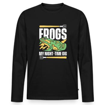 Frogs My Night Time Gig Tadpole Tree Frog - Men's Premium Organic Long Sleeve Shirt - black - Front - Nico (187cm)