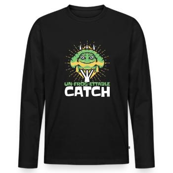 Une grenouille ettable capture têtard rainette - T-shirt manches longues Premium bio Homme - noir - Devant - Nico (187cm)