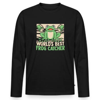 World's Best Frog Catcher Toad Tadpole Frog - Men's Premium Organic Long Sleeve Shirt - black - Front - Nico (187cm)