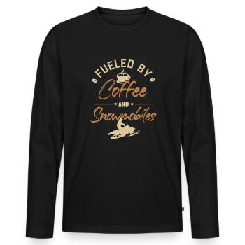 Alimenté par le café et les motoneiges Motoneige - T-shirt manches longues Premium bio Homme - noir - Devant - Nico (187cm)