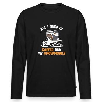 Le café et mon conducteur de motoneige - T-shirt manches longues Premium bio Homme - noir - Devant - Nico (187cm)