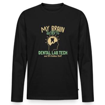 My Brain is 95% Dental Lab Tech Dentallabor - Men's Premium Organic Long Sleeve Shirt - black - Front - Nico (187cm)
