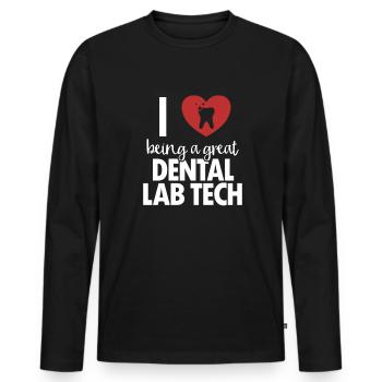 I love Dental Lab Tech Dental Laboratory Dental Laboratory - Men's Premium Organic Long Sleeve Shirt - black - Front - Nico (187cm)