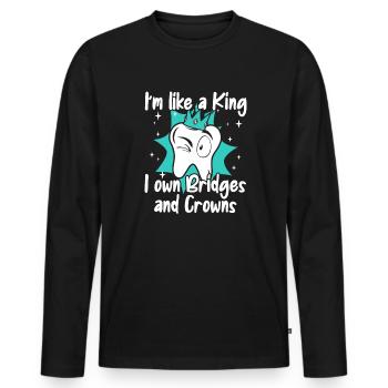 I Own Bridges And Crowns Dental Laboratory Dental Laboratory - Men's Premium Organic Long Sleeve Shirt - black - Front - Nico (187cm)