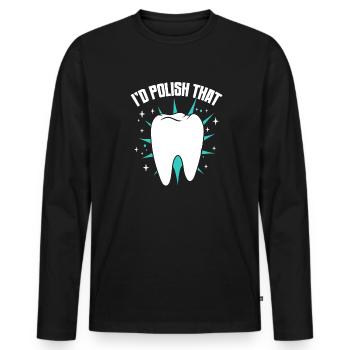 I'd Polish That Dental Laboratory Dental Laboratory - Men's Premium Organic Long Sleeve Shirt - black - Front - Nico (187cm)