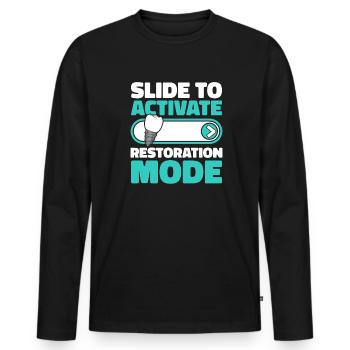 Slide To Activate Restoration Mode Zahnlabor - Männer Premium Bio Langarmshirt - Schwarz - Vorne - Nico (187cm)