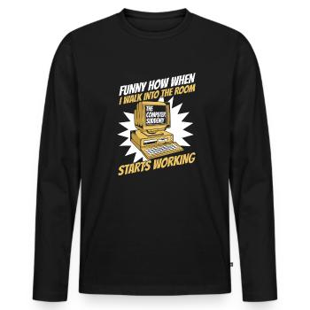 L’ordinateur commence soudainement à fonctionner admin - T-shirt manches longues Premium bio Homme - noir - Devant - Nico (187cm)