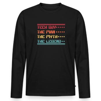 Tech Guy Man Myth Legend IT-Betrieb Admin - Männer Premium Bio Langarmshirt - Schwarz - Vorne - Nico (187cm)