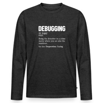 Debugging Definition Developer Coder Programmierer - Männer Premium Bio Langarmshirt - Anthrazit meliert - Vorne - Nico (187cm)