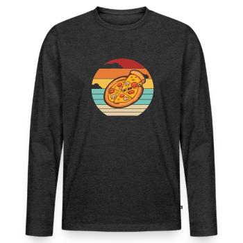 Four à pizza rétro pizza plateau à pizza amateur de pizza - T-shirt manches longues Premium bio Homme - anthracite chiné - Devant - Nico (187cm)