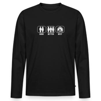 Good Better Best Pizza Pizzablech Pizzaofen - Männer Premium Bio Langarmshirt - Schwarz - Vorne - Nico (187cm)