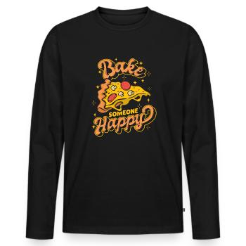 Cuire quelqu’un heureux Four à pizza Plateau à pizza - T-shirt manches longues Premium bio Homme - noir - Devant - Nico (187cm)
