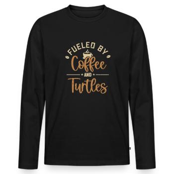 Fueled by Coffee and Turtles Riesenschildkröte - Männer Premium Bio Langarmshirt - Schwarz - Vorne - Nico (187cm)