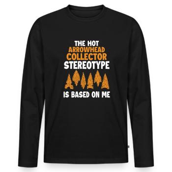 Hot Arrowhead Collector Stereotypes Hunting Tips - Men's Premium Organic Long Sleeve Shirt - black - Front - Nico (187cm)