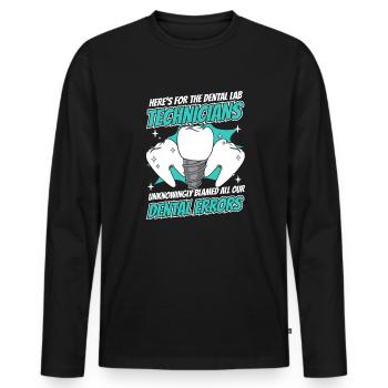 All Our Dental Errors Dental Laboratory Dental Laboratory - Men's Premium Organic Long Sleeve Shirt - black - Front - Nico (187cm)