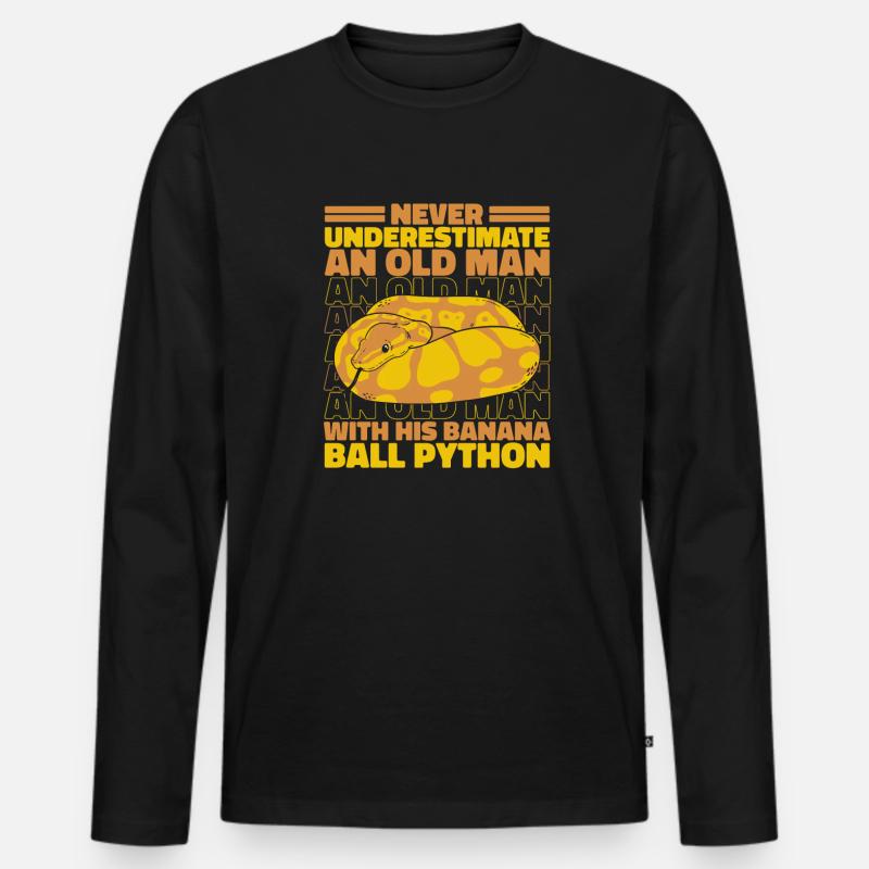 Never Underestimate Old Man Python Banana Ball Männer Premium Bio Langarmshirt