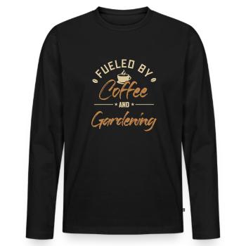 Alimenté par le café et le jardinage - T-shirt manches longues Premium bio Homme - noir - Devant - Nico (187cm)