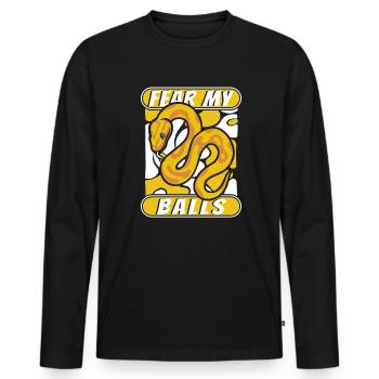 Fear My Balls Python Snake Banana Ball Python - Men's Premium Organic Long Sleeve Shirt - black - Front - Nico (187cm)
