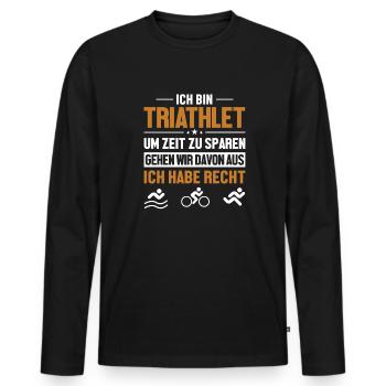 Triathlet hat immer Recht Triathlet Training - Männer Premium Bio Langarmshirt - Schwarz - Vorne - Nico (187cm)