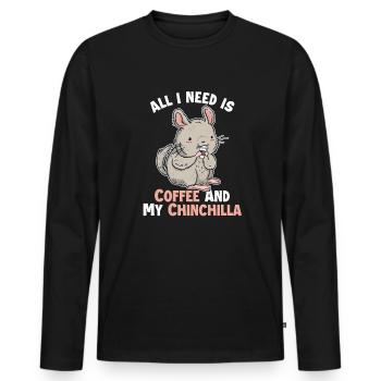Le café et mon Chinchilla Longtail Longhair - T-shirt manches longues Premium bio Homme - noir - Devant - Nico (187cm)
