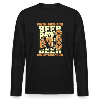 Swim Bike Run Beer Triathlete Training - Men's Premium Organic Long Sleeve Shirt - black - Front - Nico (187cm)