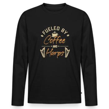 Alimenté par le café et les harpes Harpe de concert Harpe - T-shirt manches longues Premium bio Homme - noir - Devant - Nico (187cm)