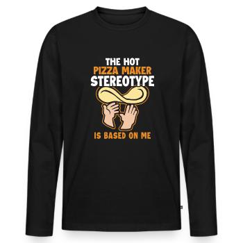 Le stéréotype du fabricant de pizzas est basé sur Me Pizza - T-shirt manches longues Premium bio Homme - noir - Devant - Nico (187cm)