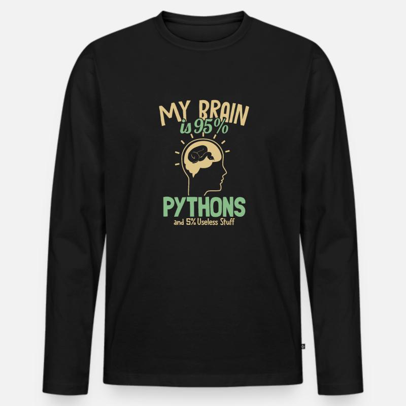 Mon cerveau est composé à 95% de pythons Python Snake Banana T-shirt manches longues Premium bio Homme
