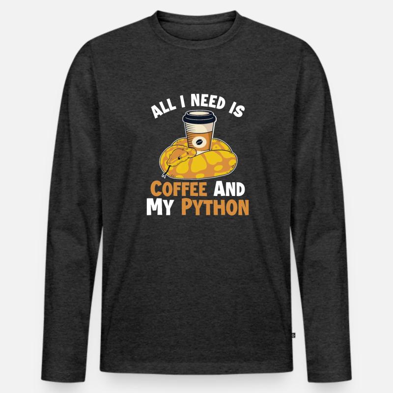 Café et Python Python Snake Banana Ball T-shirt manches longues Premium bio Homme