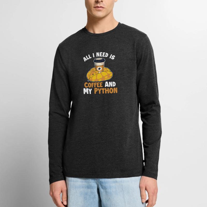 Café et Python Python Snake Banana Ball T-shirt manches longues Premium bio Homme