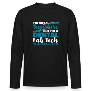 Je ne suis pas un super-héros Laboratoire dentaire Laboratoire dentaire - T-shirt manches longues Premium bio Homme - noir - Devant - Nico (187cm)