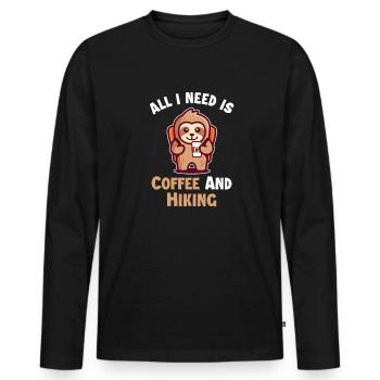 Coffee and Hiking Trekking Bergwandern Hiking - Männer Premium Bio Langarmshirt - Schwarz - Vorne - Nico (187cm)