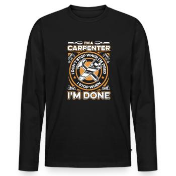 Je suis charpentier J’arrête quand j’ai fini Schreiner - T-shirt manches longues Premium bio Homme - noir - Devant - Nico (187cm)