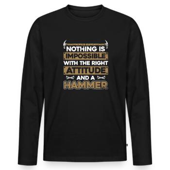 Rien n’est impossible avec un charpentier marteau - T-shirt manches longues Premium bio Homme - noir - Devant - Nico (187cm)