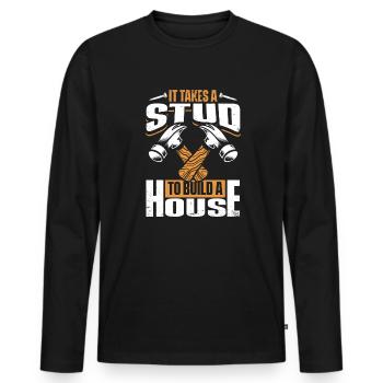 Il faut un goujon pour construire une maison Charpentier - T-shirt manches longues Premium bio Homme - noir - Devant - Nico (187cm)