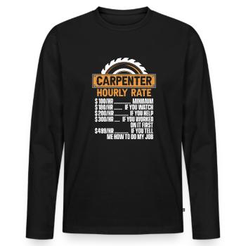 Charpentier Tarif horaire Charpentier Technicien en bois - T-shirt manches longues Premium bio Homme - noir - Devant - Nico (187cm)